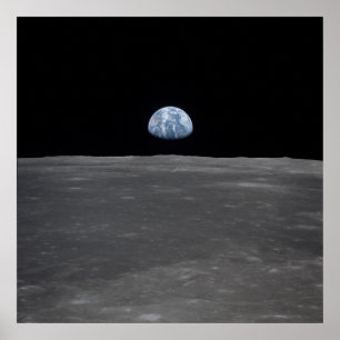 Apollo 11-vyn över jorden Stigning ovanför Måne Poster