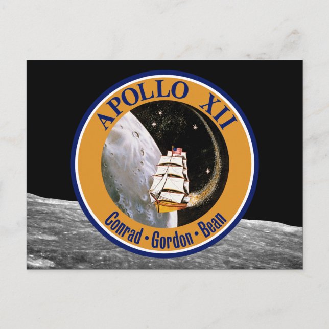 Apollo 12-uppdragets lapp-logotyp vykort (Framsida)