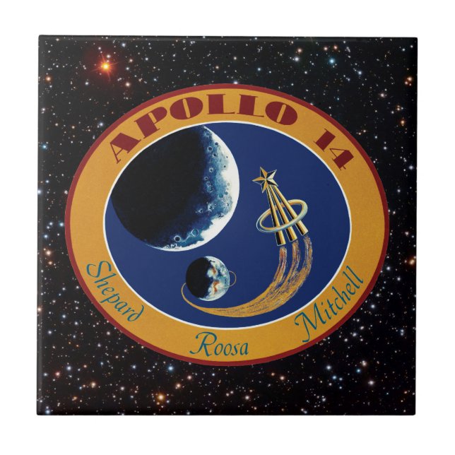 Apollo 14 NASA-uppdragslapp Logo Kakelplatta (Framsidan)