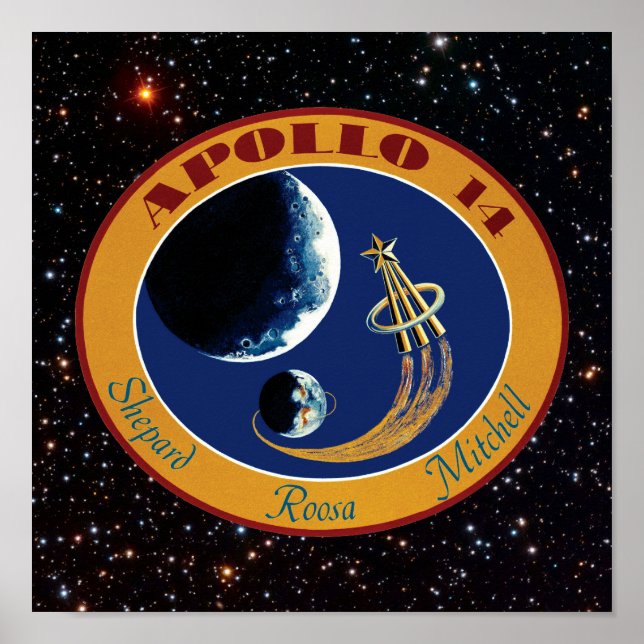Apollo 14 NASA-uppdragslapp Logotyp Poster (Framsidan)