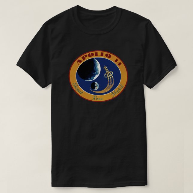 Apollo 14 NASA-uppdragslapp Logotyp Tee (Design framsida)