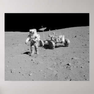 Apollo 15 Astronaut och Lunar Roving Fordon Poster
