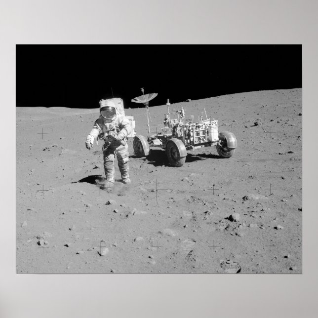 Apollo 15 Astronaut och Lunar Roving Fordon Poster (Framsidan)