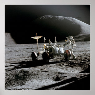 Apollo 15 Astronaut och Lunar Roving Fordon Poster