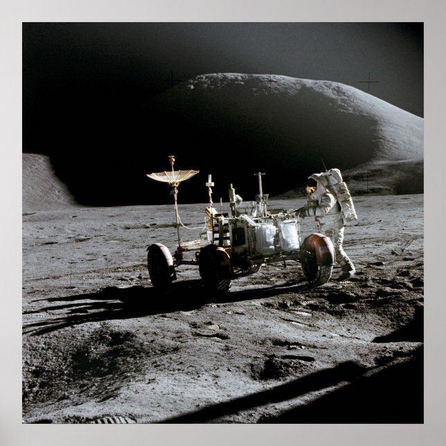 Apollo 15 Astronaut och Lunar Roving Fordon Poster (Framsidan)