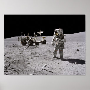 Apollo 16 Astronaut och Lunar Roving Fordon Poster