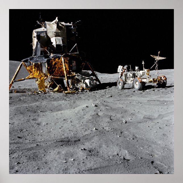 Apollo 16 Lunar Module & Lunar Roving Fordon Poster (Framsidan)