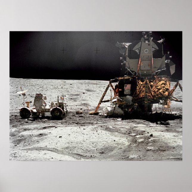Apollo 16 Lunar Module & Lunar Roving Fordon Poster (Framsidan)