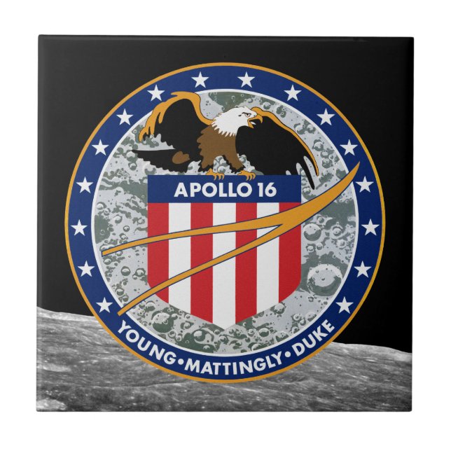 Apollo 16 NASA-Logotyp för Uppdrag korrigering Kakelplatta (Framsidan)