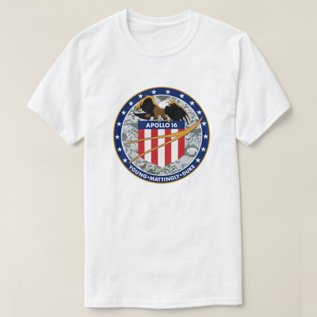Apollo 16 NASA-Logotyp för Uppdrag korrigering Tee Shirt (Design framsida)