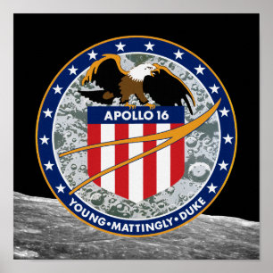 Apollo 16 NASA Uppdrag Lapp Logo Poster