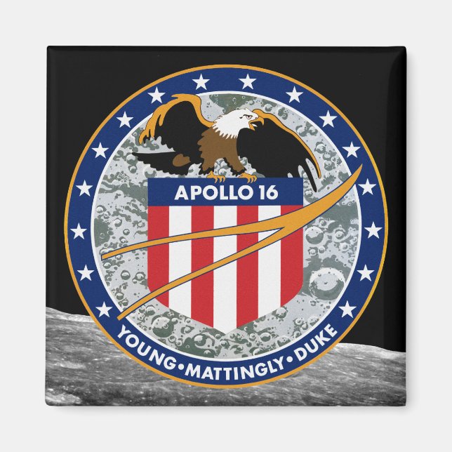 Apollo 16 NASA-uppdragets lapp-logo Magnet (Framsidan)