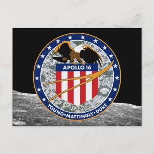 Apollo 16 NASA Uppdragslapp Logo Vykort
