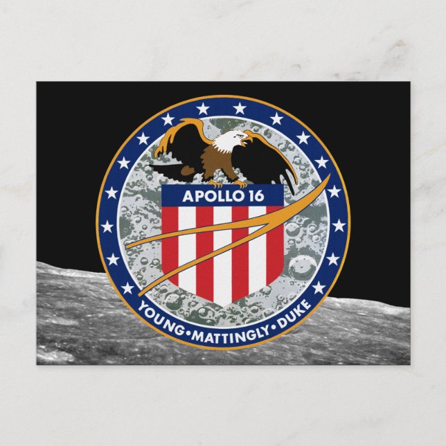 Apollo 16 NASA Uppdragslapp Logo Vykort (Framsida)