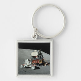 Apollo 17 - Den final bemannade månelandningen Fyrkantig Silverfärgad Nyckelring