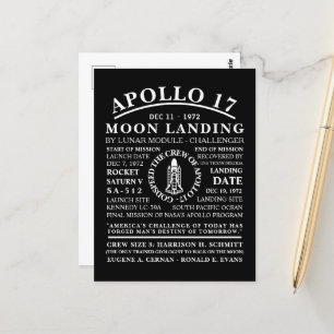 Apollo 17 Detaljerad symbol för rymdfärd Vykort
