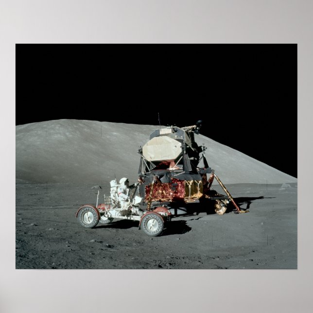 Apollo 17 Lunar Module & Lunar Roving Fordon Poster (Framsidan)