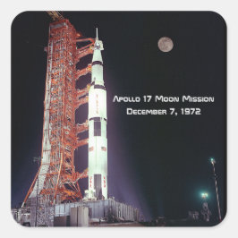 Apollo 17 Måne Uppdrag Fyrkantigt Klistermärke
