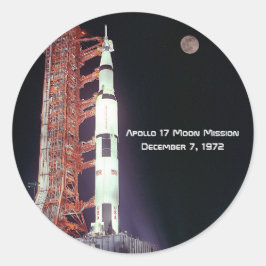 Apollo 17 Måne Uppdrag Runt Klistermärke
