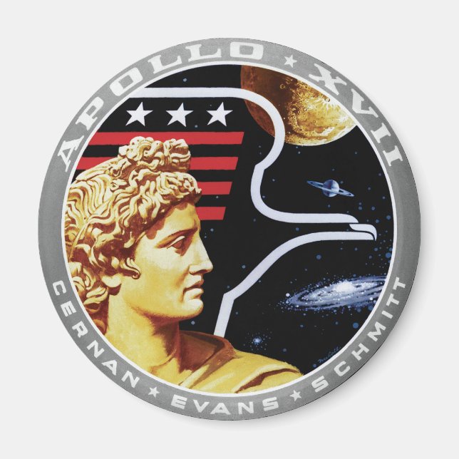 Apollo 17 NASA-uppdragets lapp-logo Magnet (Framsidan)