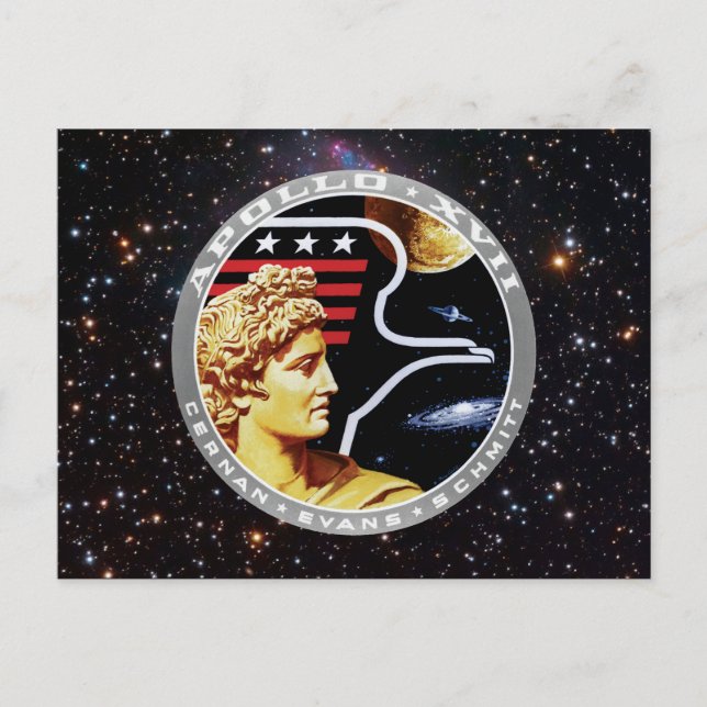 Apollo 17 NASA Uppdragslapp Logo Vykort (Framsida)