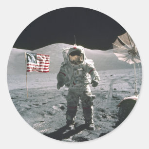 Apollo 17 sist morsor på måneklistermärken runt klistermärke