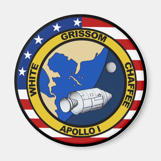 Apollo 1: Grissom, White och chaffee. Magnet (Framsidan)