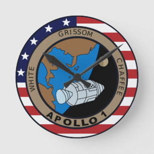 Apollo 1 Uppdrag korrigeringsLogotyp Rund Klocka