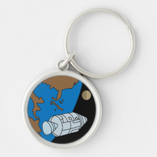Apollo 1 Uppdragslapp Logotyp Rund Silverfärgad Nyckelring