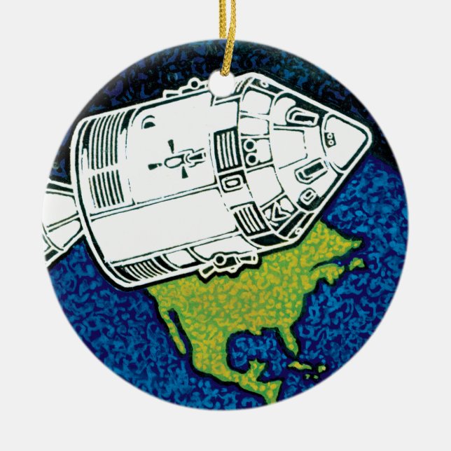 Apollo 7 NASA Uppdragslapp Logo Julgransprydnad Keramik (Framsidan)