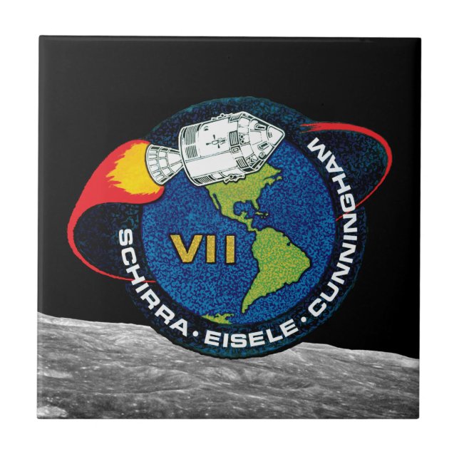 Apollo 7 NASA Uppdragslapp Logo Kakelplatta (Framsidan)