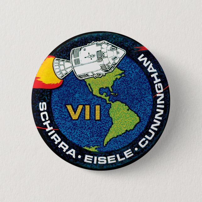Apollo 7 NASA Uppdragslapp Logo Knapp (Framsida)