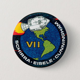 Apollo 7 NASA Uppdragslapp Logo Knapp