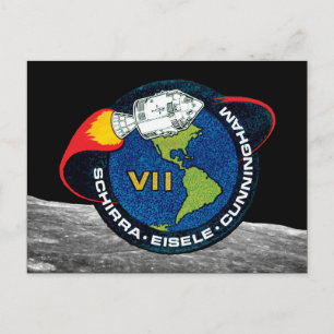 Apollo 7 NASA Uppdragslapp Logo Vykort