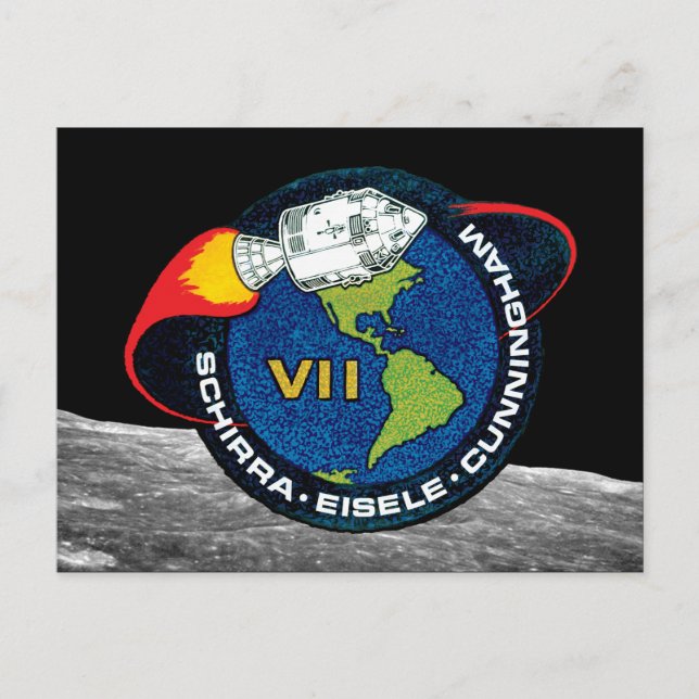 Apollo 7 NASA Uppdragslapp Logo Vykort (Framsida)