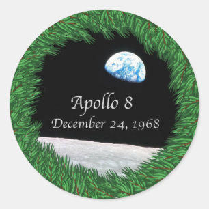 Apollo 8 jul Kväll Måne Missio Runt Klistermärke