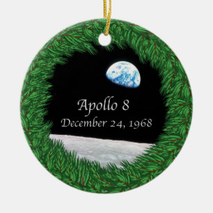 Apollo 8 jul Kväll Måne Uppdrag Julgransprydnad Keramik