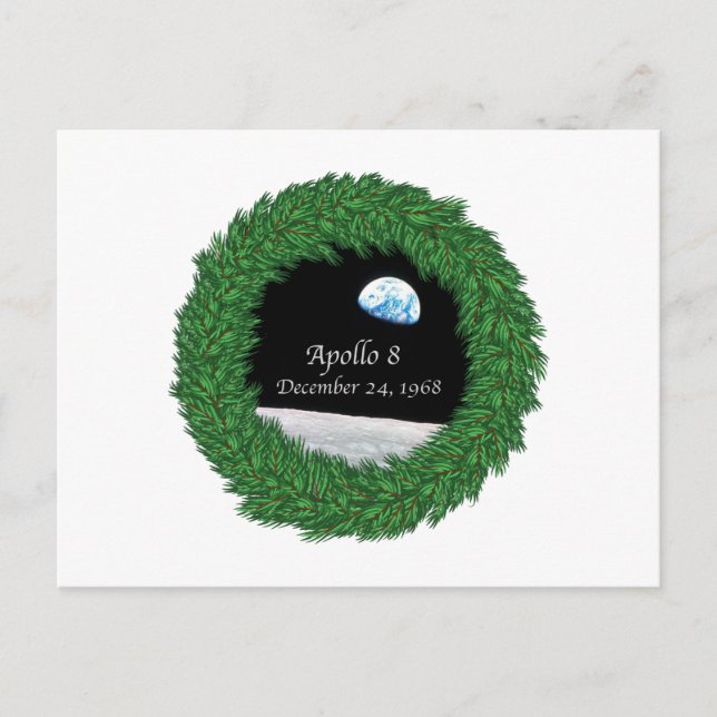 Apollo 8 jul Kväll Måne Uppdrag Vykort (Framsida)