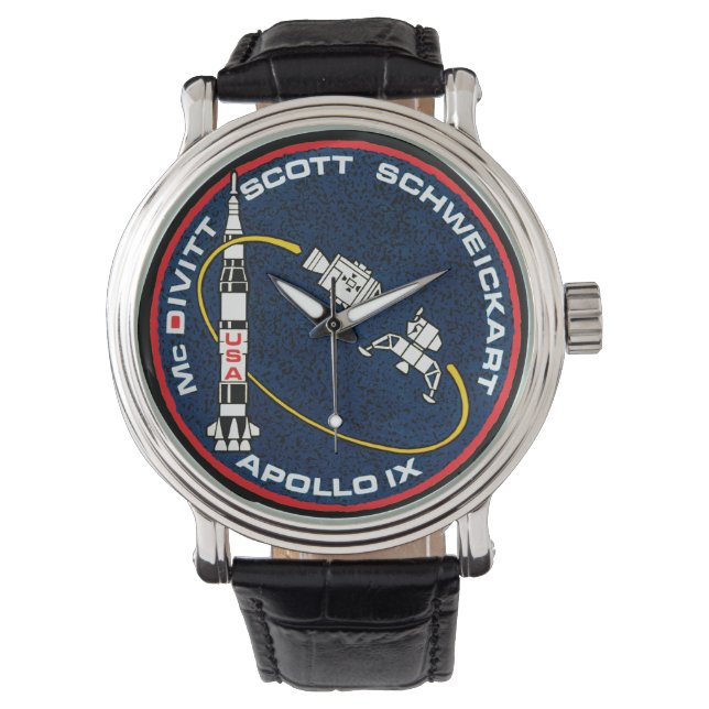 Apollo 9 NASA-uppdragslapp Logotyp Armbandsur (Framsida)