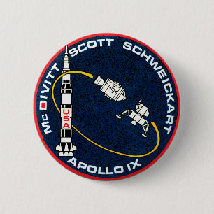 Apollo 9 NASA-uppdragslapp Logotyp Knapp