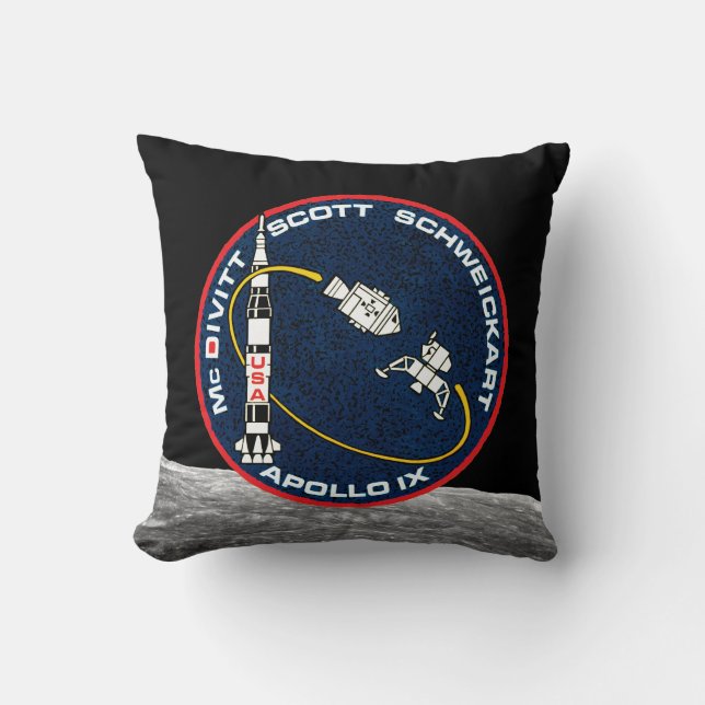 Apollo 9 NASA-uppdragslapp Logotyp Kudde (Framsida)