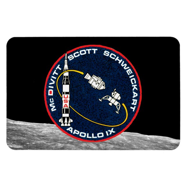 Apollo 9 NASA-uppdragslapp Logotyp Magnet (Horisontell)