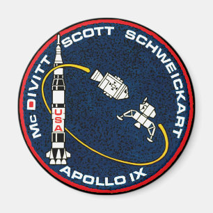 Apollo 9 NASA-uppdragslapp Logotyp Magnet