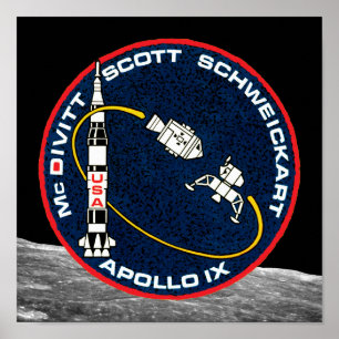 Apollo 9 NASA-uppdragslapp Logotyp Poster