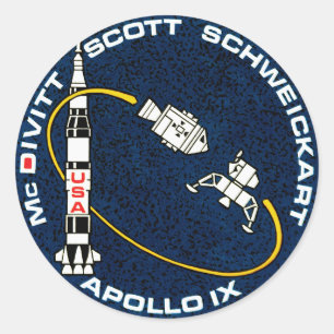 Apollo 9 NASA-uppdragslapp Logotyp Runt Klistermärke