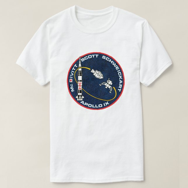 Apollo 9 NASA-uppdragslapp Logotyp T Shirt (Design framsida)