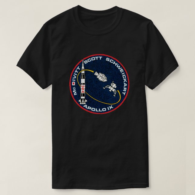 Apollo 9 NASA-uppdragslapp Logotyp Tee (Design framsida)