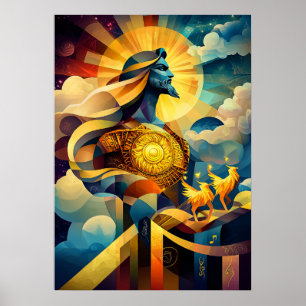 Apollo - Kubistisk minimalistisk legend - Solens g Poster