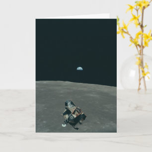 Apollo Lunar Lander och Earthrise över Måne Kort