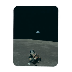 Apollo Lunar Lander och Earthrise över Måne Magnet